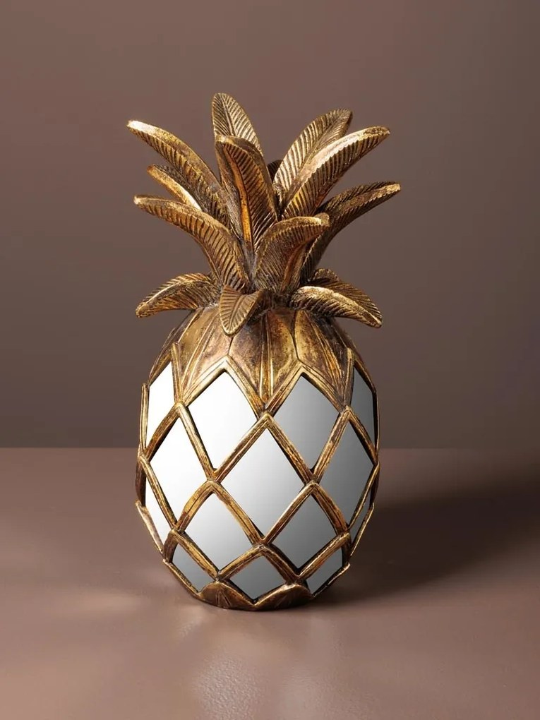 Decoratiune de masa, din oglinzi si polirasina, H25 cm, Pineapple
