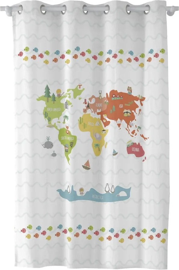 Draperie pentru copii Happynois World Map, 180 x 135 cm