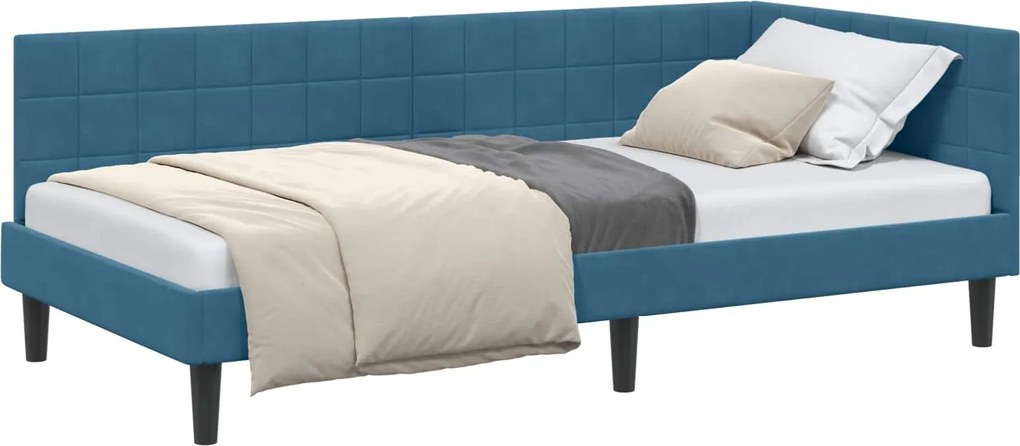 vidaXL Cadru de pat colțar albastru 100 cm x 200 cm Catifea