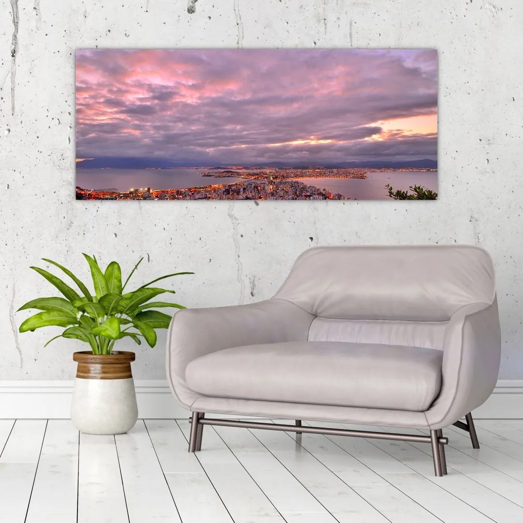 Tablou - Amurg la oraș (120x50 cm)