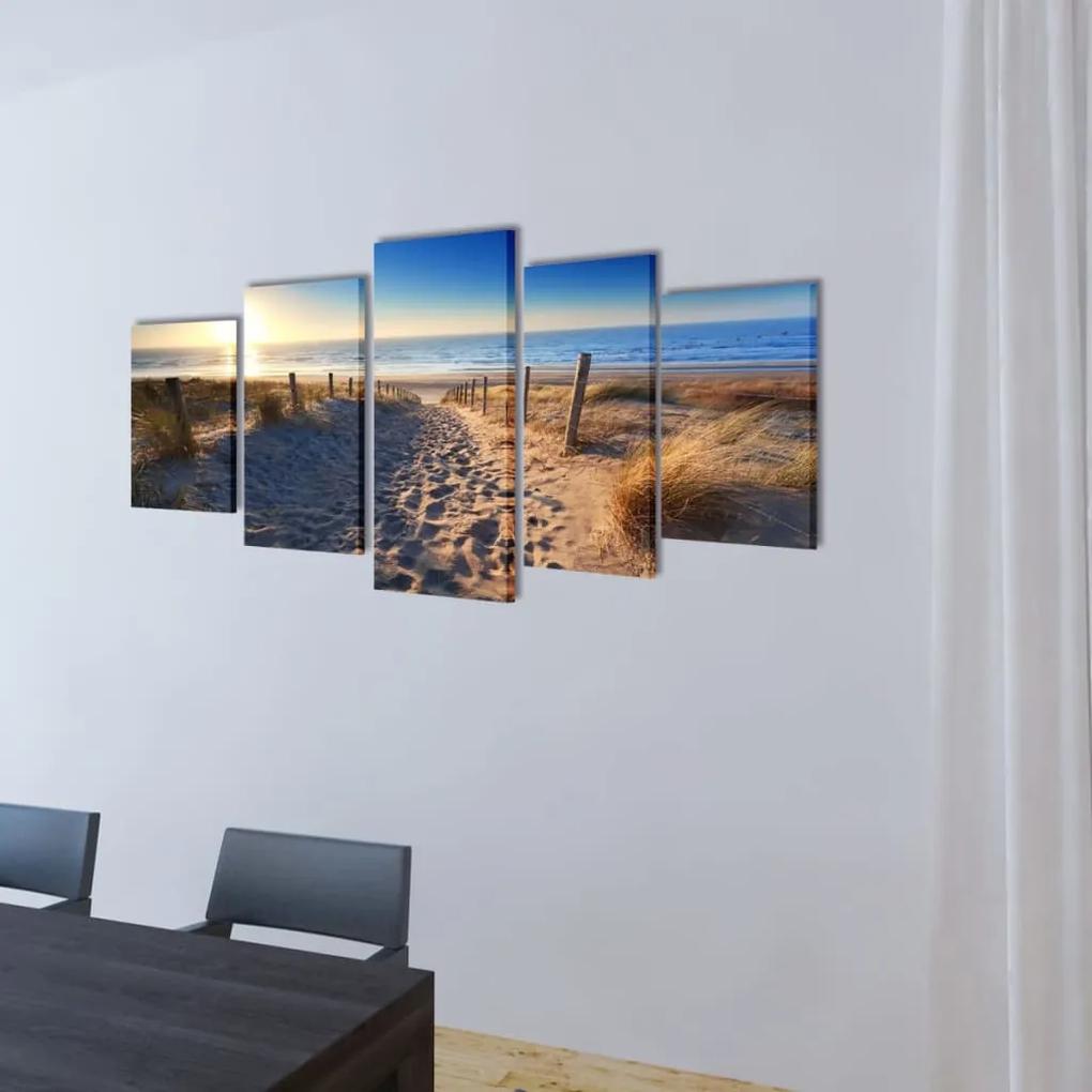 Set tablouri din panza cu imprimeu plaja cu nisip, 200x100 cm 200 x 100 cm, Plaja cu nisip