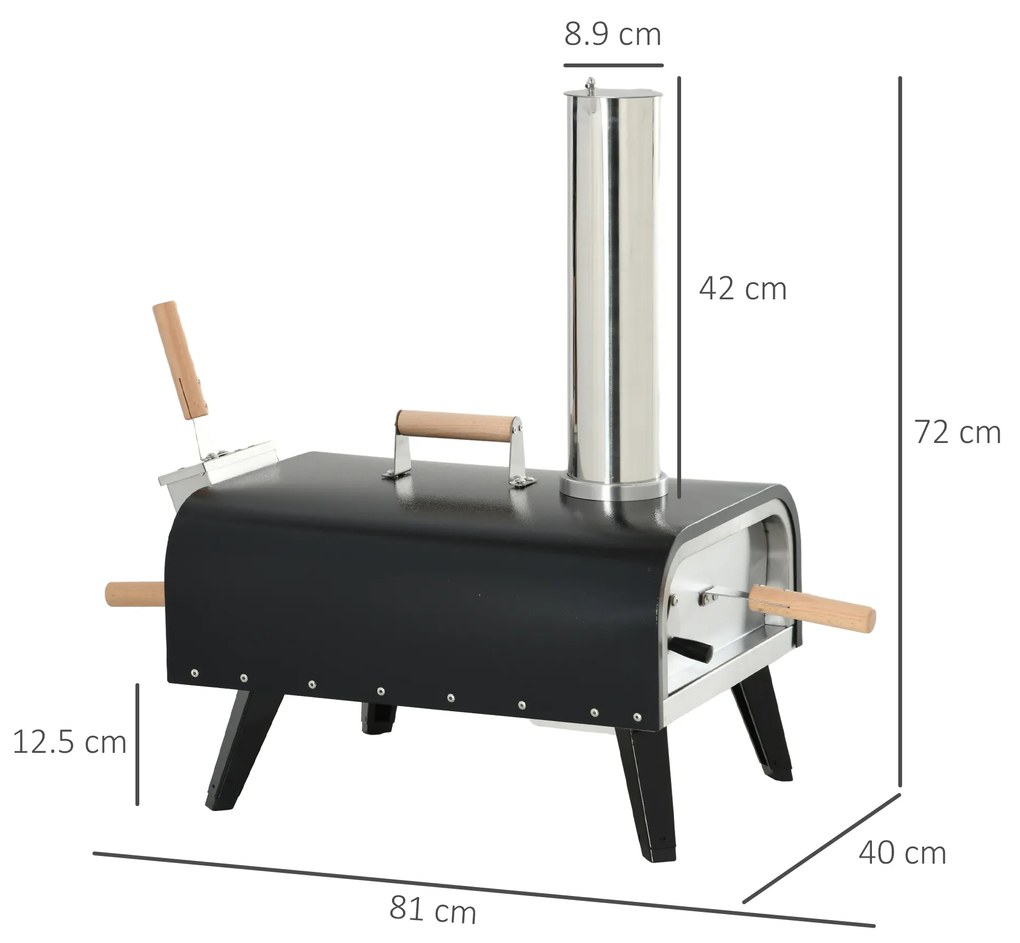 Outsunny Cuptor Pizza Exterior Portabil cu Piatră de 12" Paletă și Husă Cuptor pe Lemne pentru Pizza cu Peleți Ideal pentru Grădină | Aosom Romania