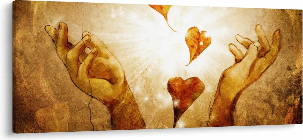Tablou - pictura mâinilor pline de dragoste (120x50 cm)