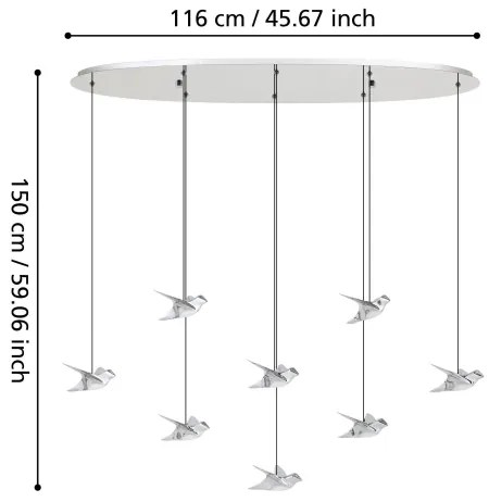 Lustră LED dimabilă pe cablu Eglo 390401 PARATEBUENO 8xLED/4,2W/230V crom