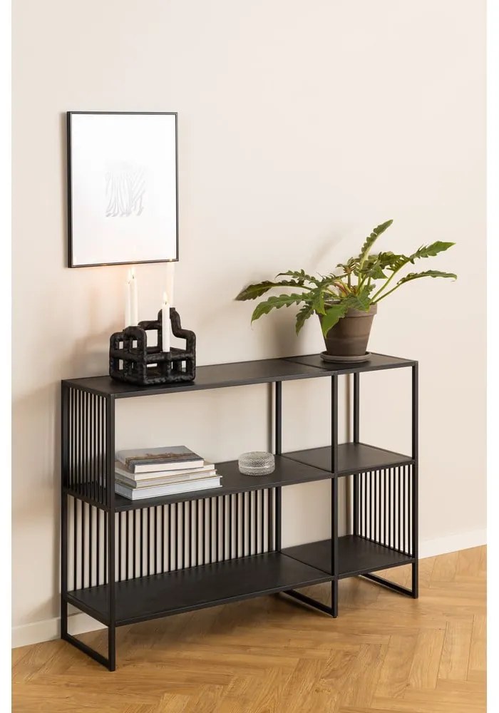 Bibliotecă neagră cu aspect de piatră 120x83 cm Strington – Actona