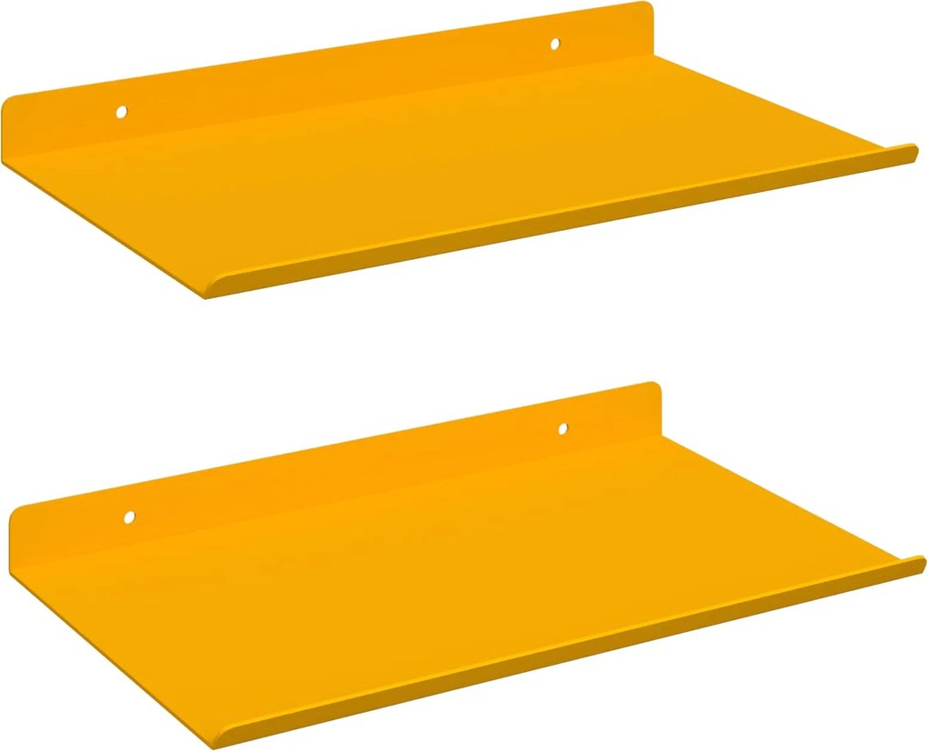 vidaXL Raft suspendat 2 pcs Galben muștar 30 x 18 x 2,5 cm Oțel