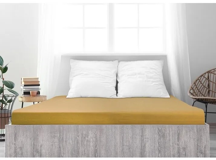 Cearșaf de pat 4Home jersey Ideal mustar , 180 x 200 cm, 180 x 200 cm
