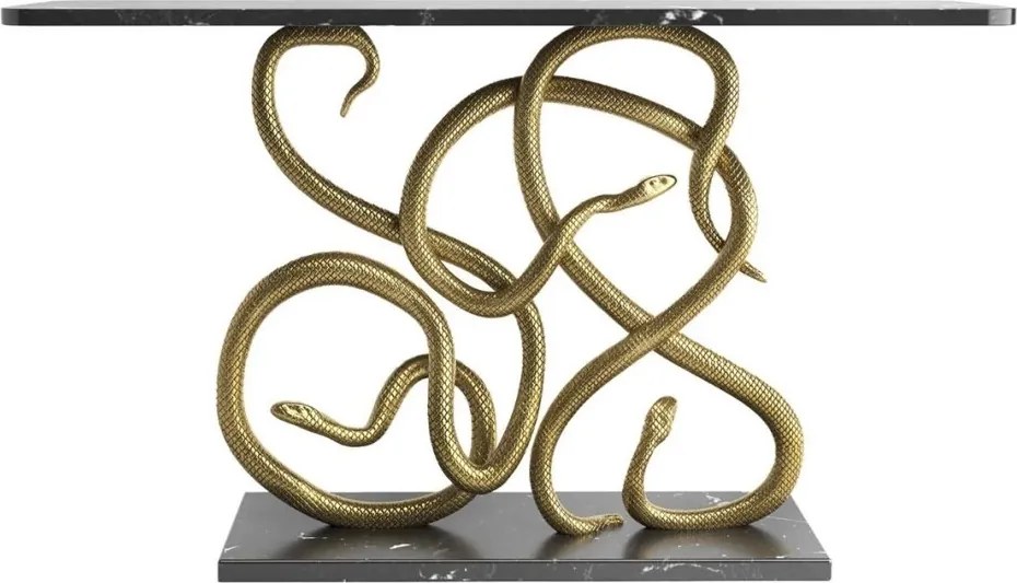 Consola pentru hol WILDLIFE SNAKE 115cm marmura neagra