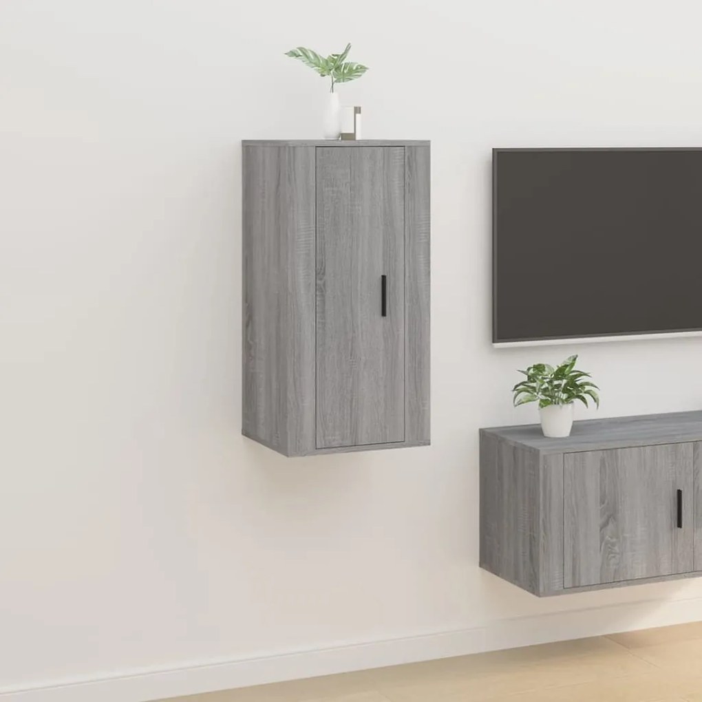 vidaXL Dulap TV montat pe perete, gri sonoma, 40x34,5x80 cm