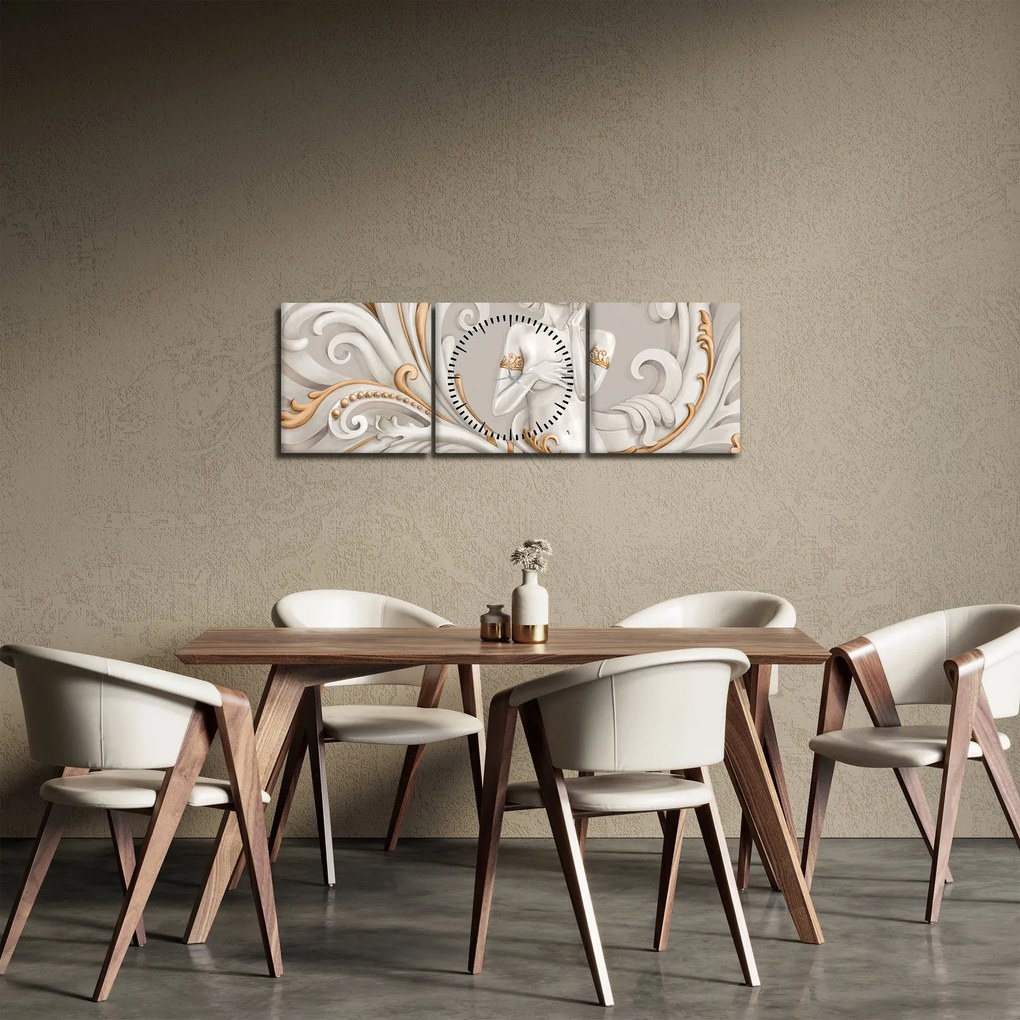 Tablou - Imagine a zeiței într-un fundal ornamental (cu ceas) (90x30 cm)