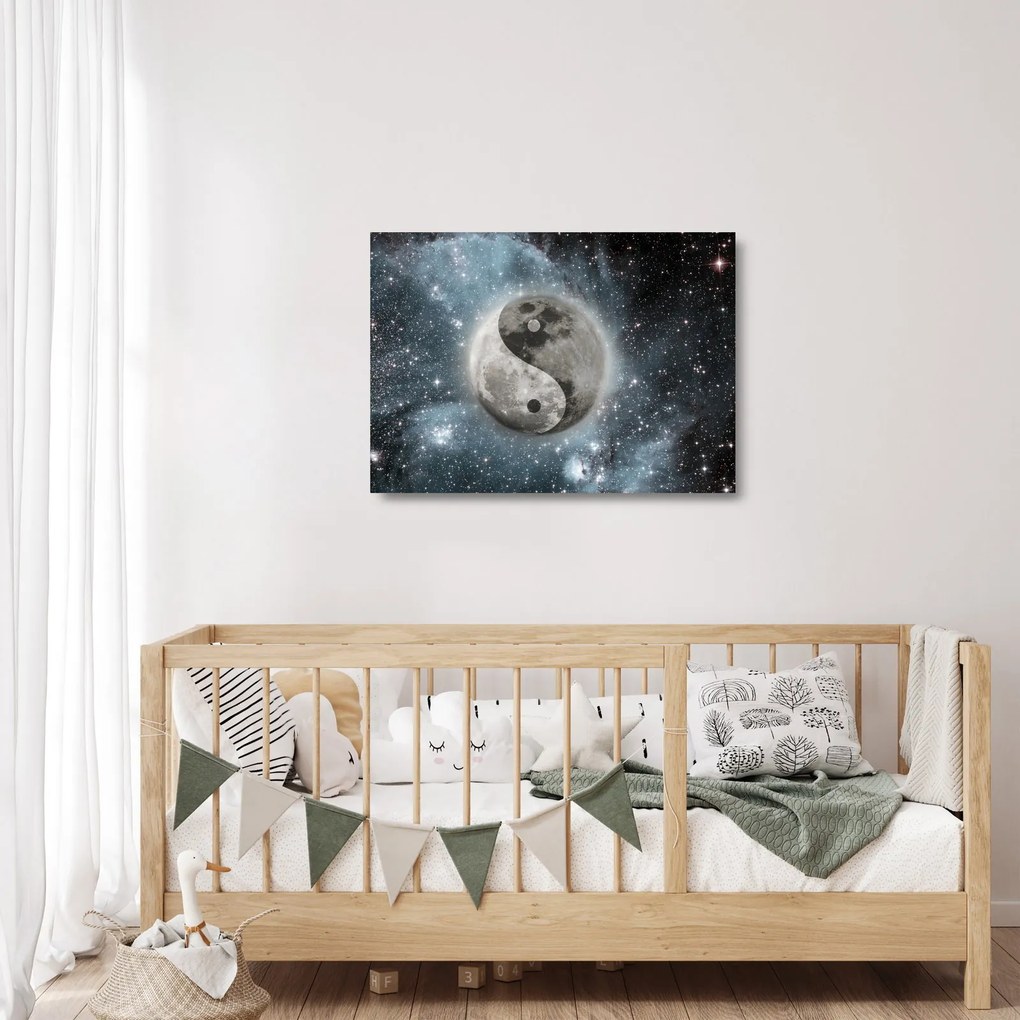Tablou pe sticlă - Echilibrul cosmic (70x50 cm)