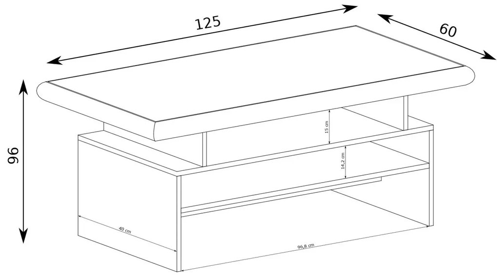 Măsuță de cafea Kenny 13 (craft Alb + craft auriu). 1057838