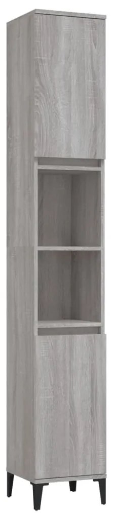 819802 vidaXL Dulap de baie, gri sonoma, 30x30x190 cm, lemn prelucrat