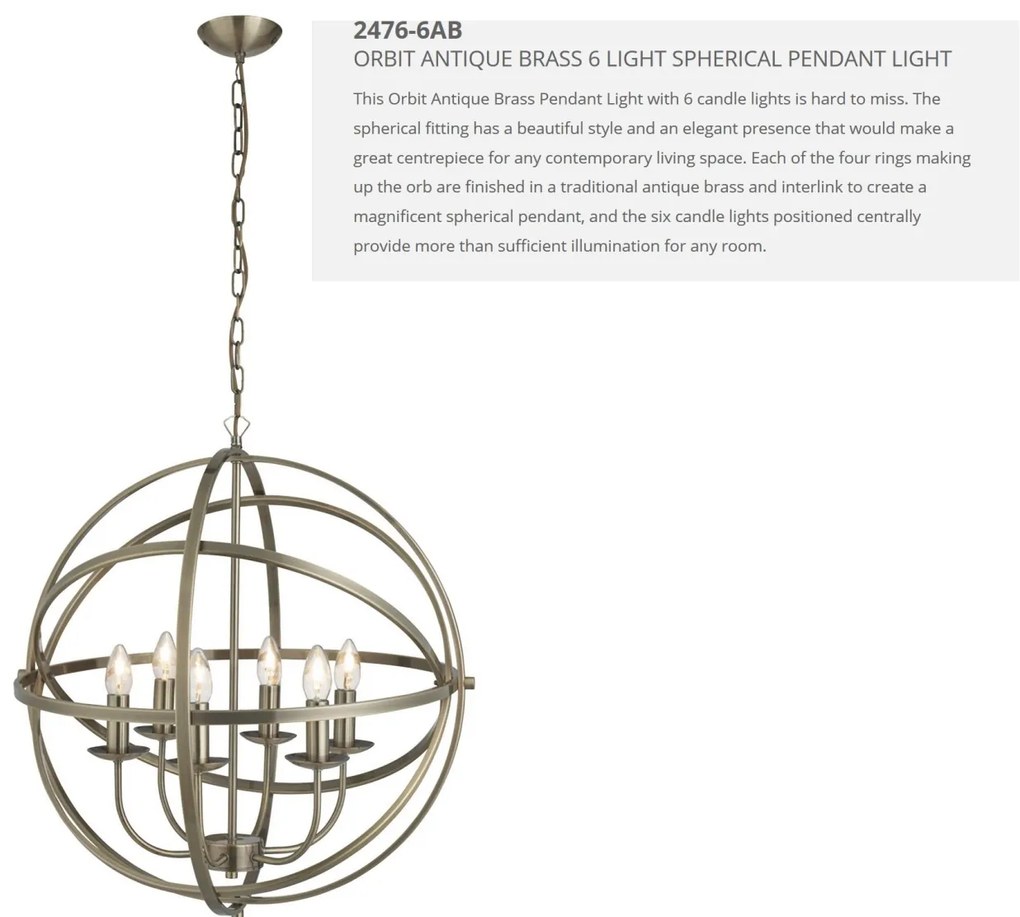 Lustra suspendata stil traditional Orbit alama antic 2476-6AB SRT