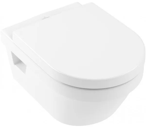 Set vas WC rimless suspendat, Villeroy&Boch Architectura, cu capac inchidere lenta, rezervor si clapeta, 5684HR01