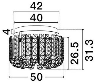 Lustra aplicata LED auriu, cristale sticla CELYSIA 50cm