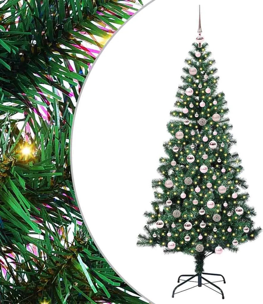 vidaXL Pom de Crăciun artificial pre-iluminat cu 300 LED Verde 210 cm