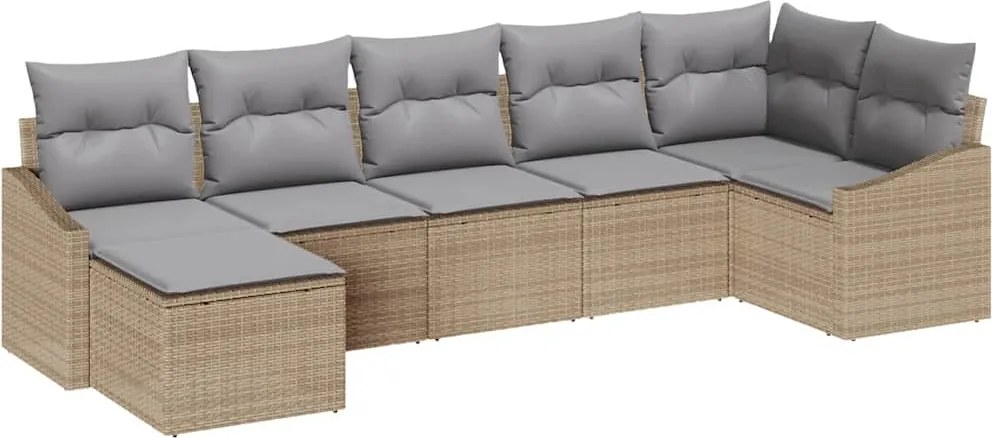 vidaXL Set de canapea cu pernă 7 pcs Bej poliratan