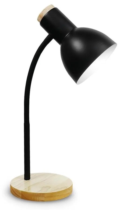 Lampă de masă MARMA 1xE27/40W/230V negru/lemn de cauciuc