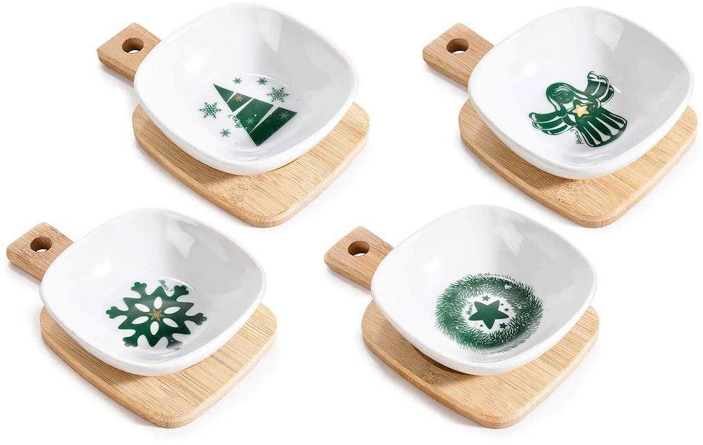 Set 4 platouri servire aperitive craciun 7.5x12.5 cm