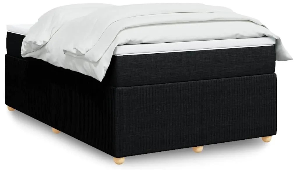 vidaXL Pat box spring cu saltea, negru, 120x200 cm, textil