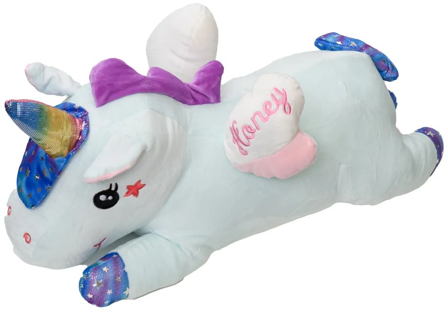 UNICORN de plus cu paturica cocolino in interior, albastru