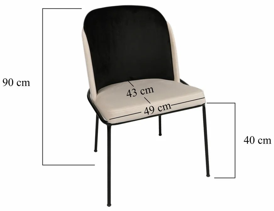 Set de scaune de sufragerie Dore Black and Cream,2 buc.