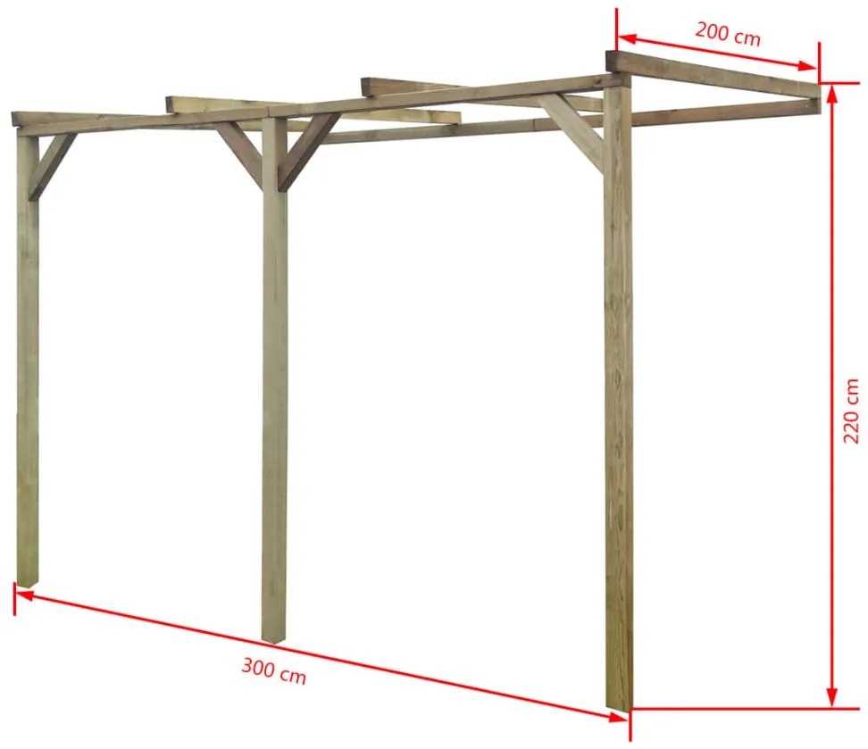 Pergola de perete, 2 x 3 x 2,2 m, lemn 1, 2 x 3 x 2.2 m