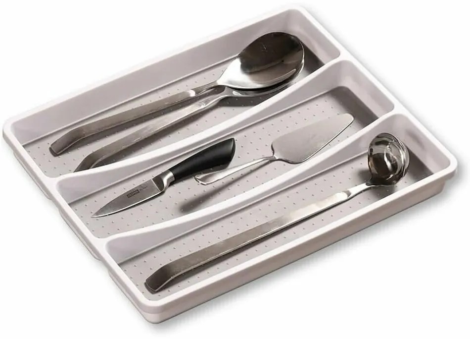 Kesper 30094 Cutie din plastic pentru tacâmuri, 3compartimente, albă, 40,5 x 32,5 x 4,5 cm
