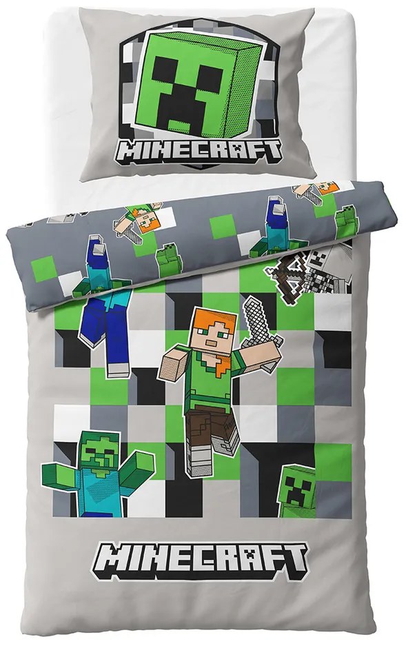 Lenjerie de pat pentru copii MinecraftDescoperă-ți lumea, 140 x 200 cm, 70 x 90 cm