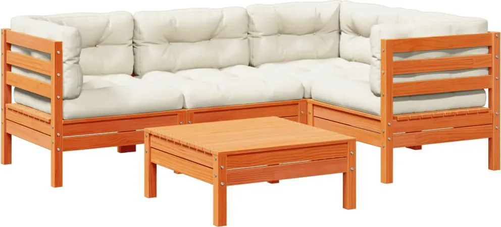 vidaXL Set mobilier de grădină cu perne, 5 piese, lemn masiv de pin