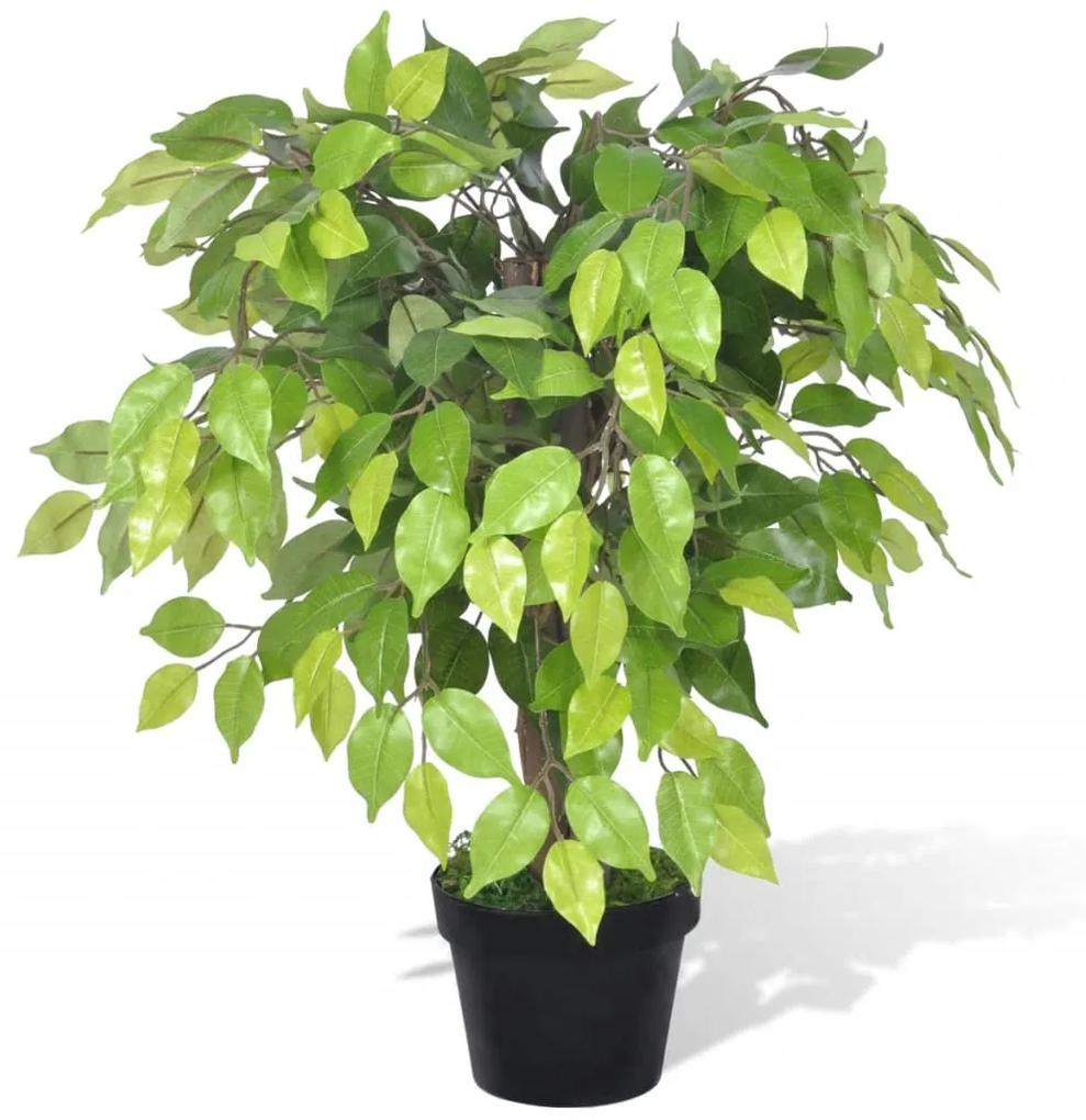 241358 vidaXL Ficus pitic artificial cu aspect natural și ghiveci, 60 cm
