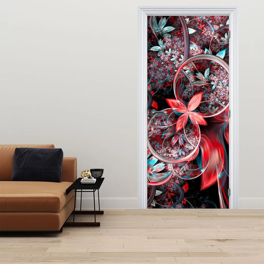 Fototapet pentru ușă - Abstract flori exotice (95x205cm)
