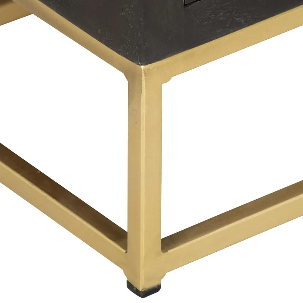 Dulap cu sertare, negru auriu, 45 x 30 x 105 cm, lemn de mango Negru si auriu, 1, 1