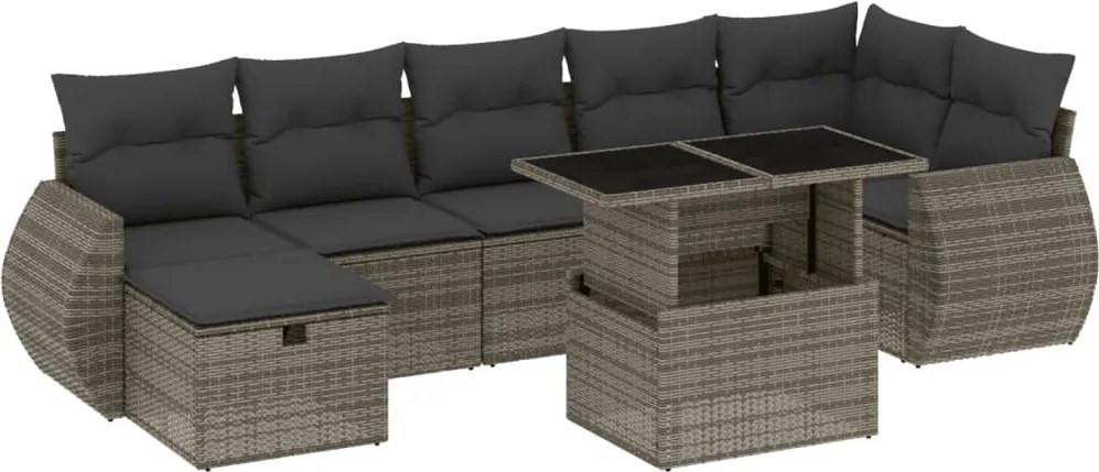 vidaXL Set canapele de grădină cu perne, 8 piese, gri, poliratan