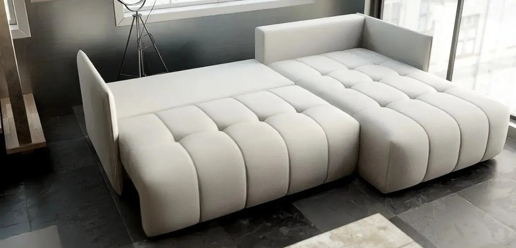 Colțar extensibil dumonde cu ladă de depozitare si sezut confortabil din spuma high-density, Malta Enjoy Beige II 235x185 cm