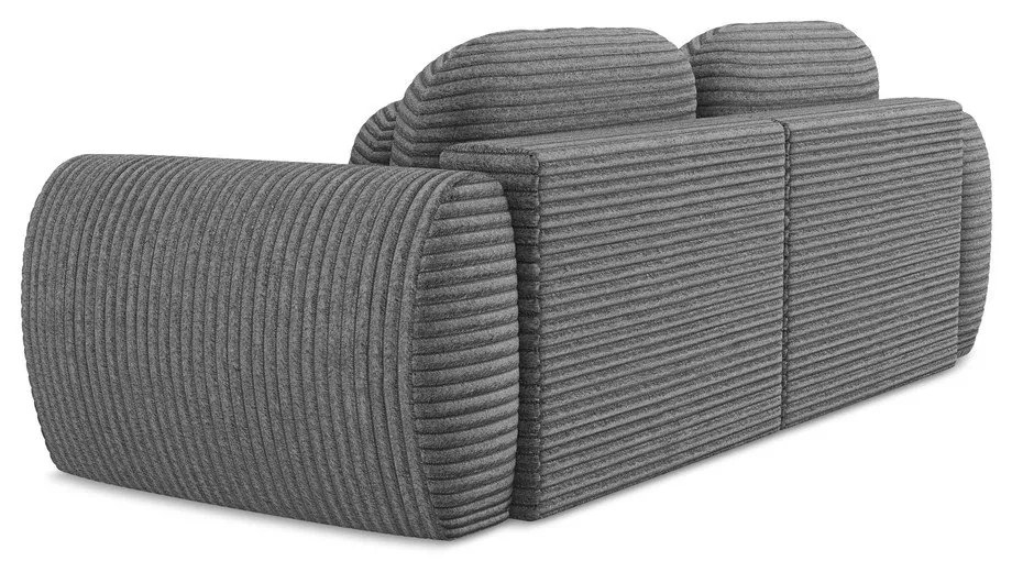 Canapea gri închis extensibilă/cu spațiu de depozitare cu tapițerie din catifea reiată 266 cm Kini – Makamii