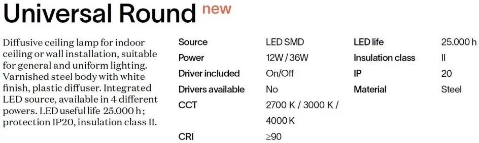 Plafoniera LED perete/tavan Universal pl d22 round 2700k