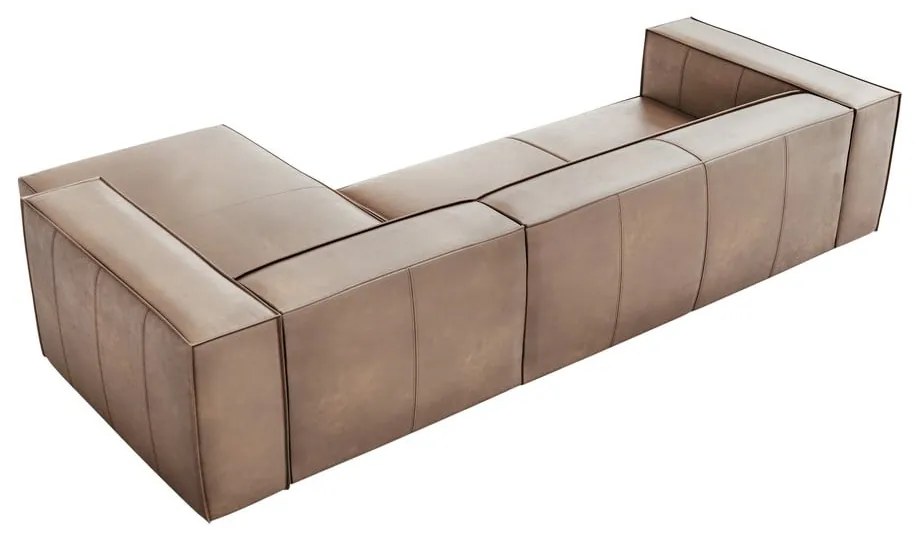 Colțar maro deschis cu tapițerie din piele (cu șezlong pe partea dreaptă) Madame – Windsor & Co Sofas