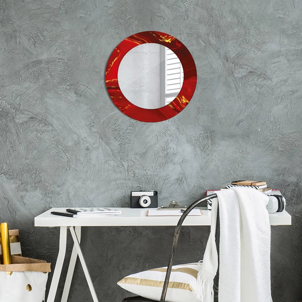 Decor oglinda rotunda Marmură roșie fi 50 cm