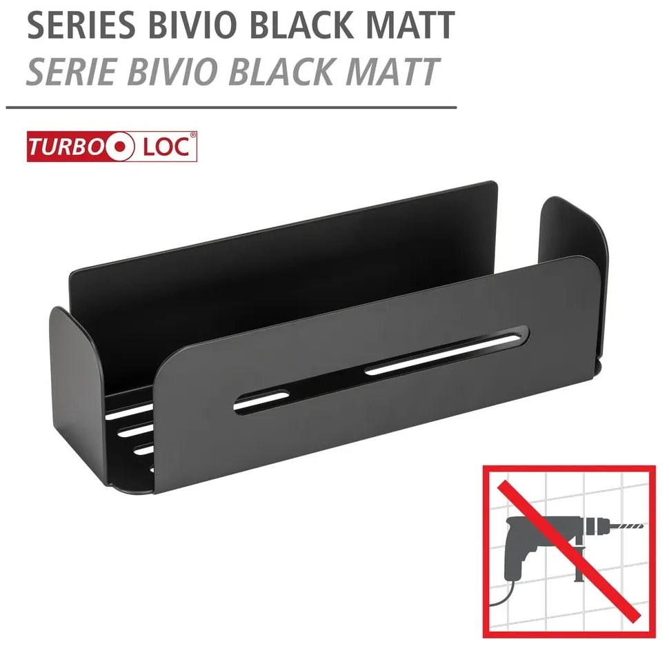 Raft pentru baie negru mat autoadeziv din metal Bivio – Wenko