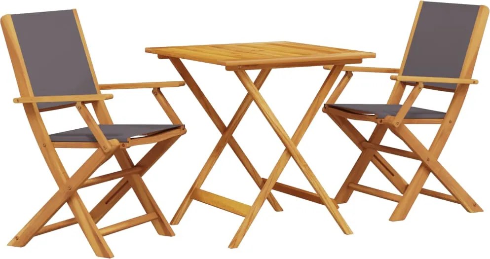 vidaXL Set mobilier bistro, 3 piese, textil antracit/lemn masiv