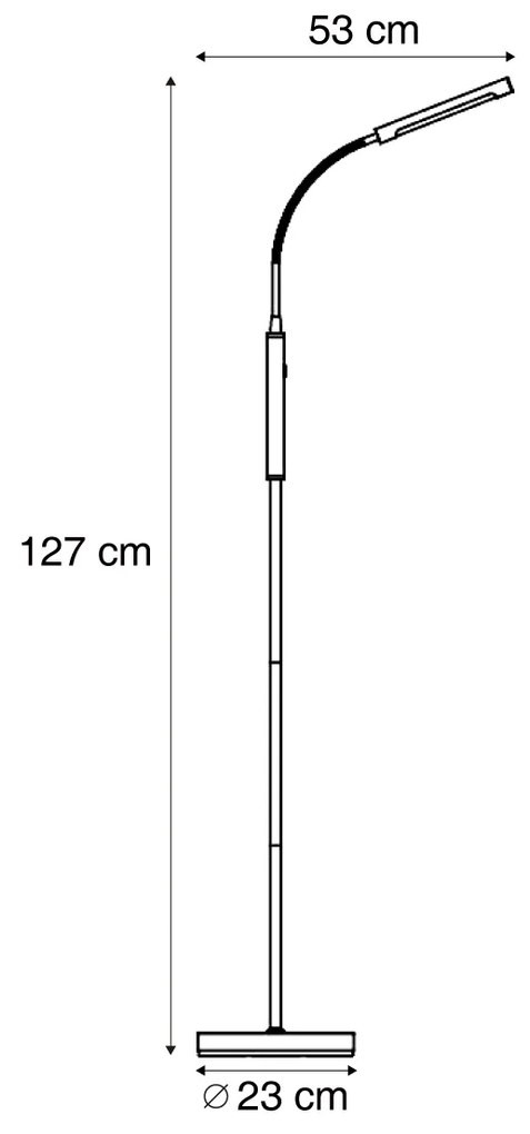 Lampă de podea modernă din oțel, incl. LED, reîncărcabilă, cu dimmer în 3 trepte - Statler