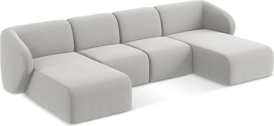 Colțar gri deschis cu tapițerie din catifea (în formă de "U") Lani – Makamii