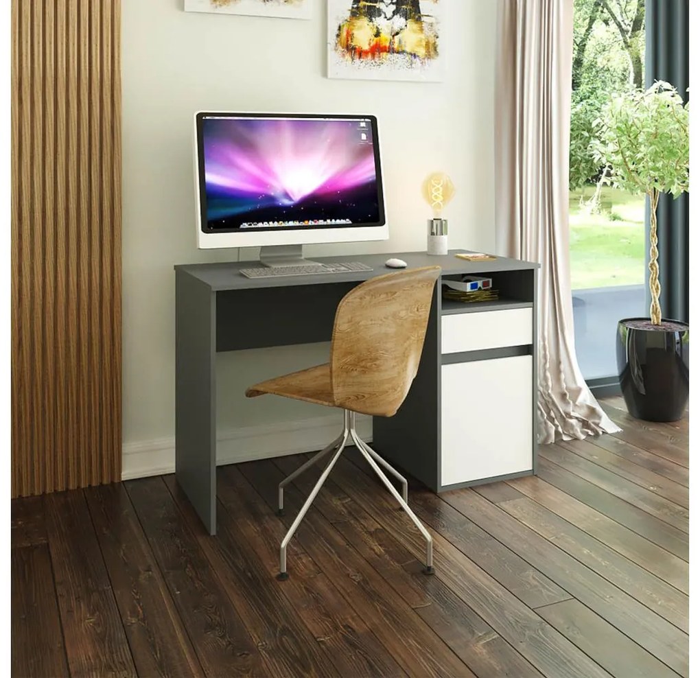 Masă PC Bolegy (grafit + alb) . 1116254