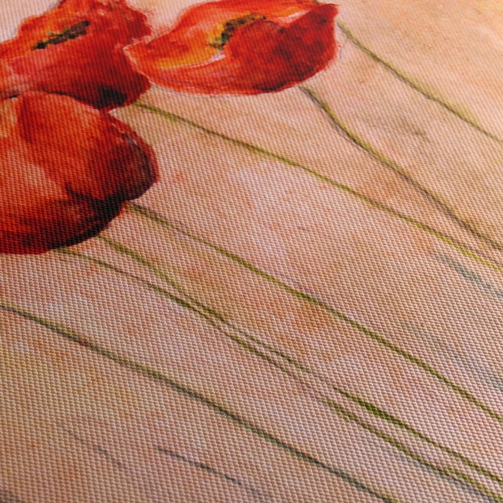 Tablou - Lalele roșii (cu ceas) (90x30 cm)
