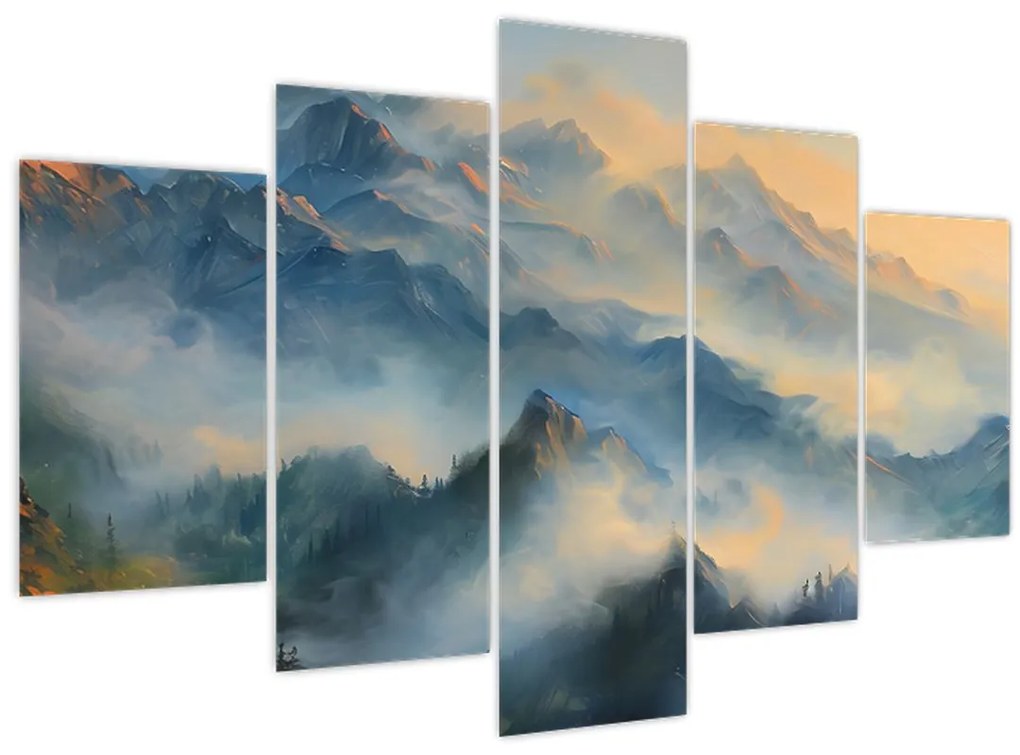 Tablou - Peisaj montan pictat (150x105 cm)