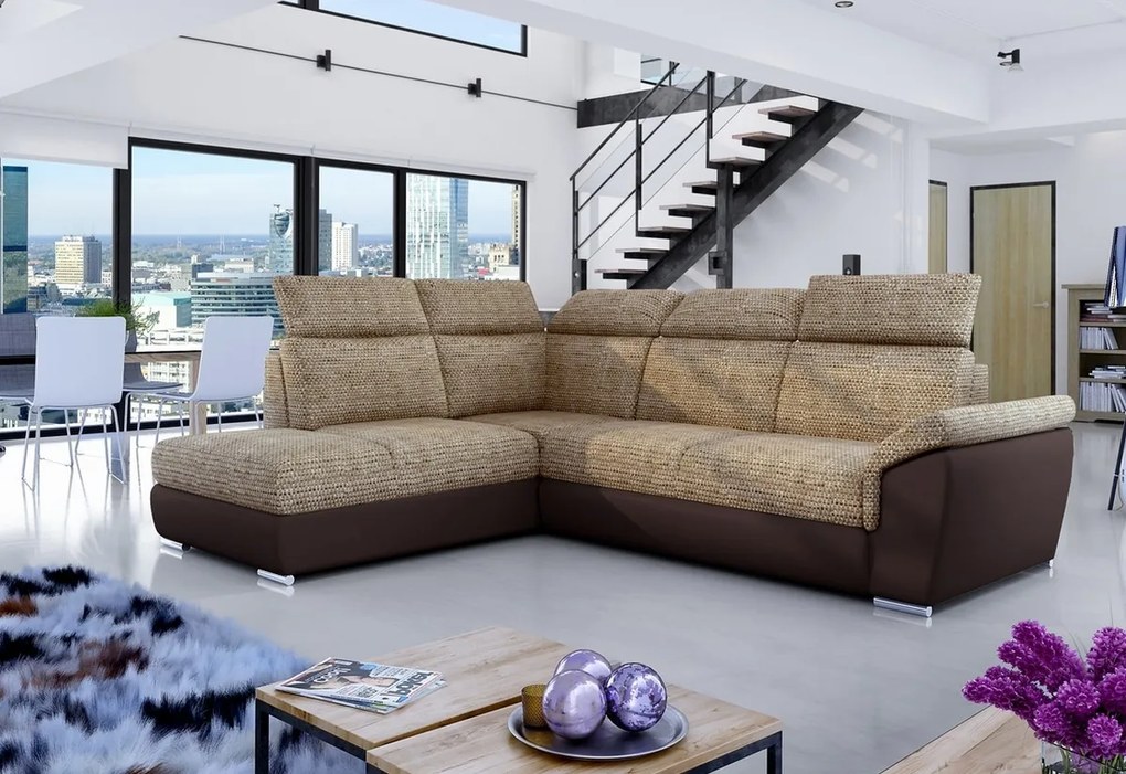Supermobel Colțar extensibil LORETO, 260x102x210, sawana 05/soft 17, colţ stânga