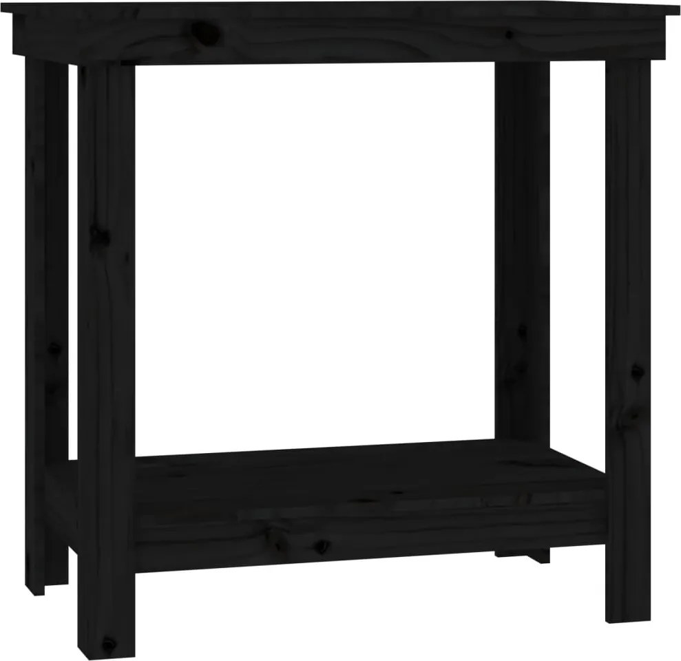 vidaXL Banc de lucru, negru, 80x50x80 cm, lemn masiv pin
