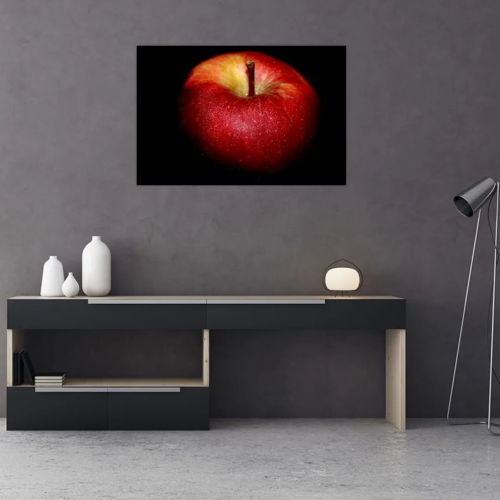 Tablou cu măr pe fundal negru (90x60 cm)